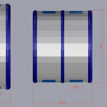 Vue de dessus en modélisation 3D d'une tente gonflable abri piscine.