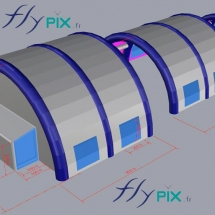 Une autre étape de la conception, avec la matérialisation des boudins d&#039;ossatures de la tente gonflable.