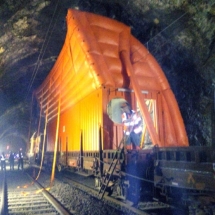 Tente gonflable industrielle pour chantier de tunnels, de mines, ou de métro.