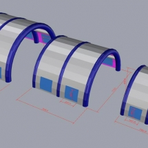 La forme de tunnel, 5 pans coupé, ou U inversé sont les plus souvent utilisées pour la conception d&#039;abris gonflables.