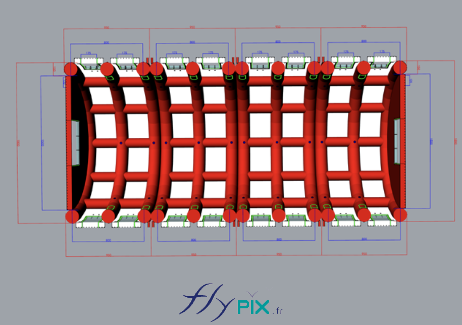 Conception et modélisation en infographie 3D pour un abri gonflable de réception de public Droits réservés, copyrights FLYPIX. 