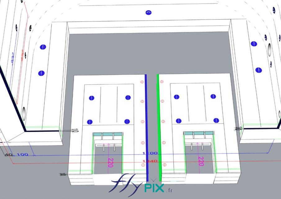 ALTRAD / PREZIOSO : étude et modélisation 3D, BAT (bon à tirer) pour un gros hangar gonflable industriel, air captif, tente de chantiers industriels - Droits réservés, copyrights FLYPIX.