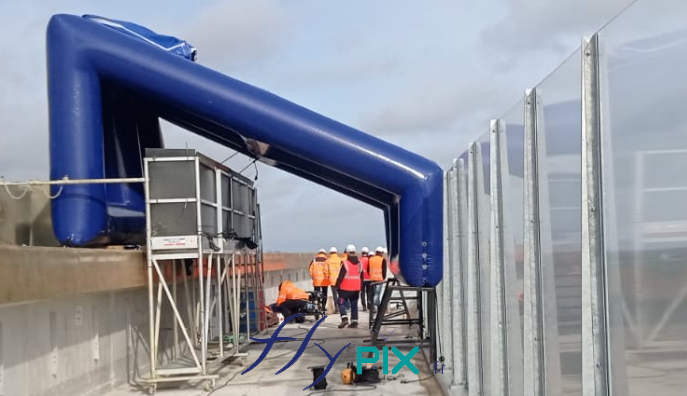 Eurovia : fabrication sur mesure de 2 prototypes d'abris gonflables de chantier BTP pour un chantier sur un viaduc