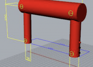 Modélisation 3D, BAT (bon à tirer) de l'arche gonflable industrielle.