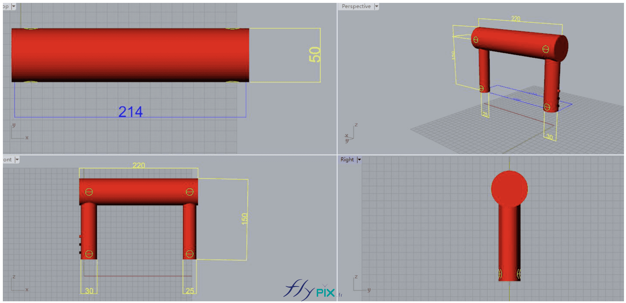 , KAEFER : arche de boudins gonflable à usages industriels, air captif, enveloppe PVC 0.6 mm simple peau, Modélisation 3D, BAT (bon à tirer) de l'arche gonflable industrielle.
