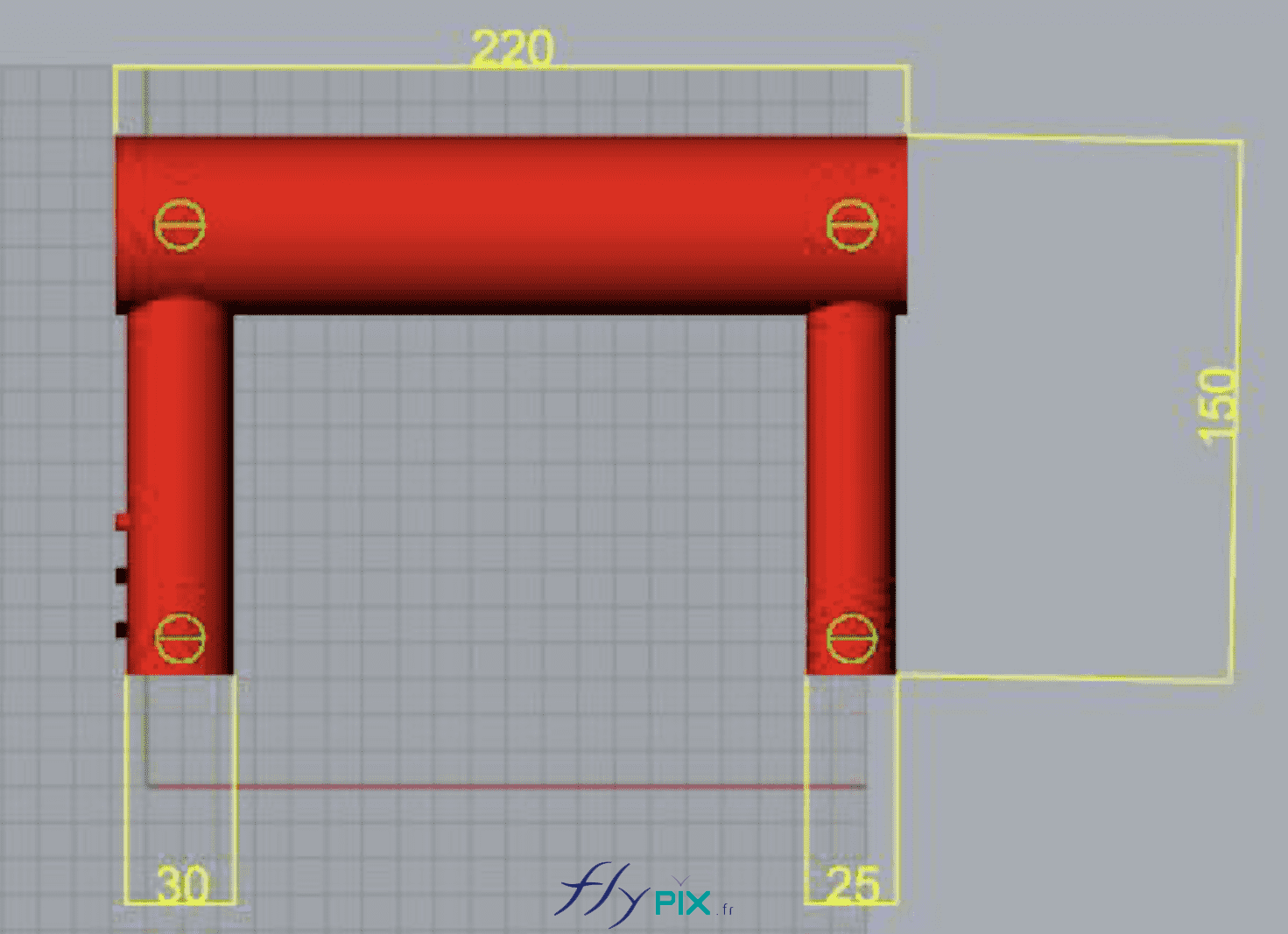 , KAEFER : arche de boudins gonflable à usages industriels, air captif, enveloppe PVC 0.6 mm simple peau, Modélisation 3D, BAT (bon à tirer) de l'arche gonflable industrielle.