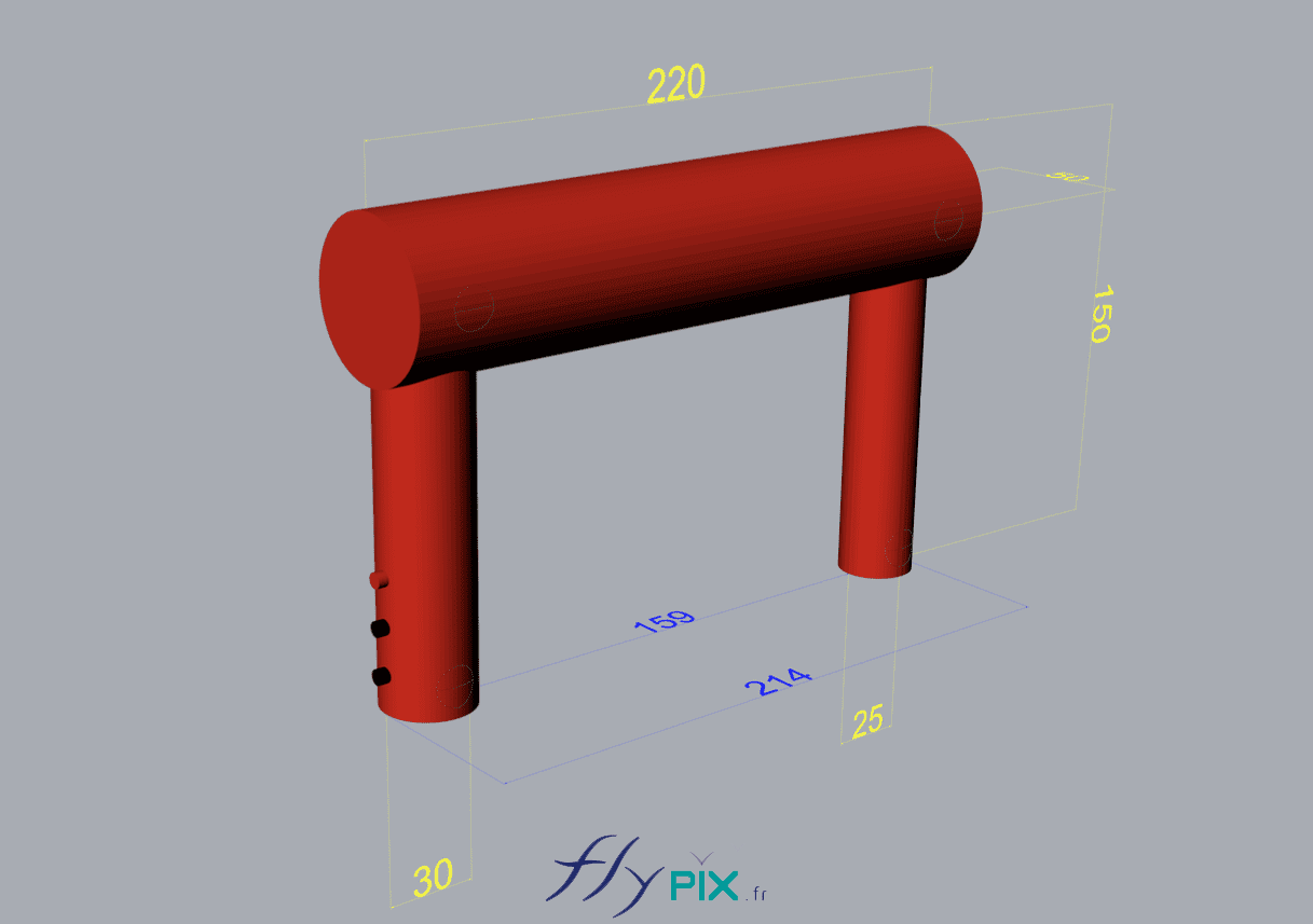 , KAEFER : arche de boudins gonflable à usages industriels, air captif, enveloppe PVC 0.6 mm simple peau, Concept et modélisation en 3D d'une arche gonflable en enveloppe PVC 0.45 mm simple peau, validé par la société KAEFER.
