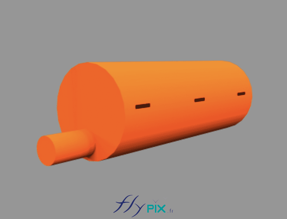 , SNCF : fabrication d’un boudin gonflable, ventilé par turbine en permanence, enveloppe PVC 0.45 mm simple peau, BAT, modélisation en 3D présentant le concept du boudin gonflable fabriqué pour la SNCF pour l'un de leurs chantiers de travaux, restauration et maintenance de wagons de trains, dans l'un de leurs techni-centres.